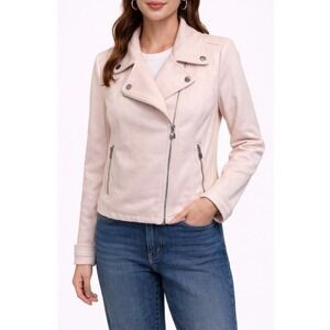 Laundry by Shelli Segal Women's Pink Moto Jacket with Zipper Pockets Size M